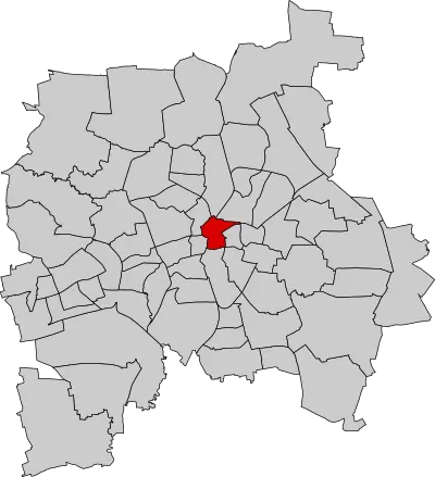 Schematische Kartendarstellung von Leipzig mit Kennzeichnung des ZEntrum-Ost
