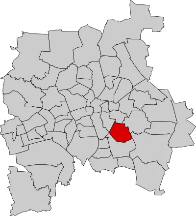 Schematische Kartendarstellung von Leipzig mit Kennzeichnung des Ortsteils Stötteritz