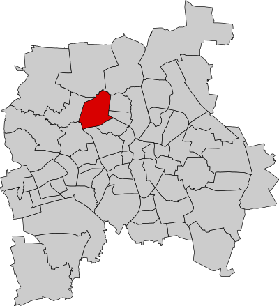 Schematische Kartendarstellung von Leipzig mit Kennzeichnung des Ortsteils Möckern