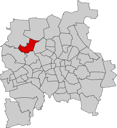 Schematische Kartendarstellung von Leipzig mit Kennzeichnung des Ortsteils Wahren