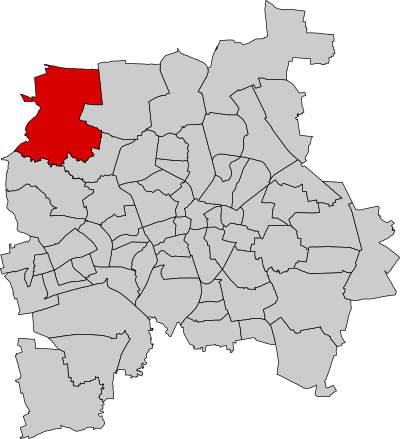 Schematische Kartendarstellung von Leipzig mit Kennzeichnung des Ortsteils Lützschena-Stahmeln