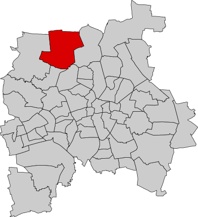 Schematische Kartendarstellung von Leipzig mit Kennzeichnung des Ortsteils Lindenthal